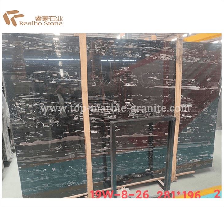 China Nero Portoro Marble Slab Polished Dark Brown